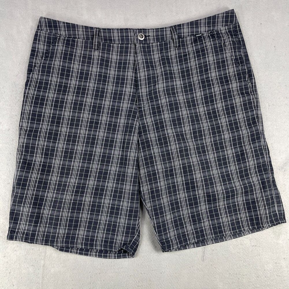 Hurley Shorts Mens Size 40 Plaid Golf Walking Casual Black Gray
